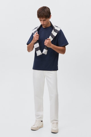 T-shirt manches à revers - Bleu marine