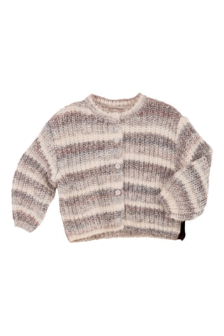 Cardigan jaspé rayé - Rouge foncé