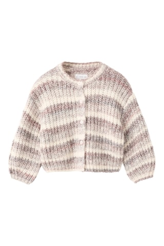 Cardigan jaspé rayé - Rouge foncé