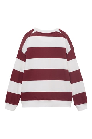 Sweat-shirt coton rayures - Rouge foncé
