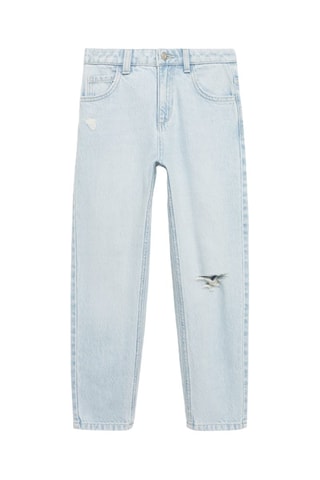 Jean mom-fit déchirures décoratives - Bleu