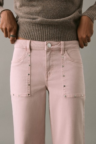 Jean style jupe-culotte clouté - Rose