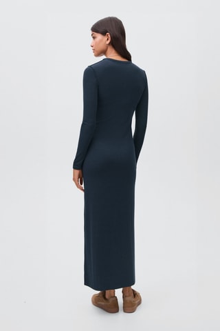 Robe longue uni - Bleu marine