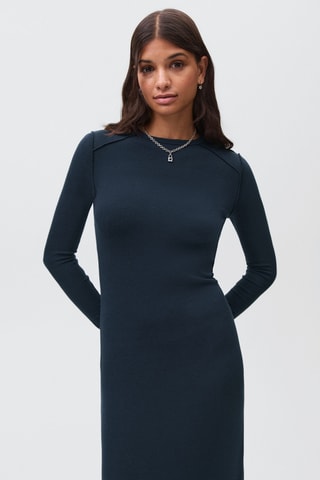 Robe longue uni - Bleu marine