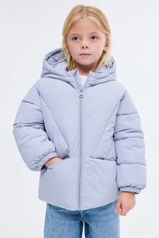 Anorak matelassé à capuche - Bleu