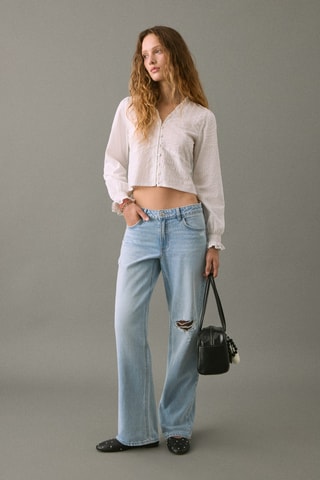 Jean straight-fit déchirures - Bleu clair