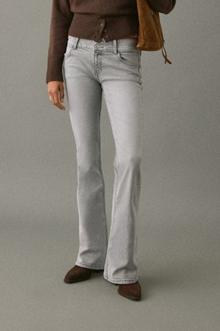 Jean flare taille basse - Gris
