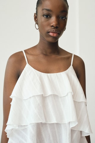 Top volants Lurex - Blanc
