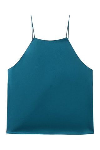 Top satiné emmanchures américaines - Bleu marine