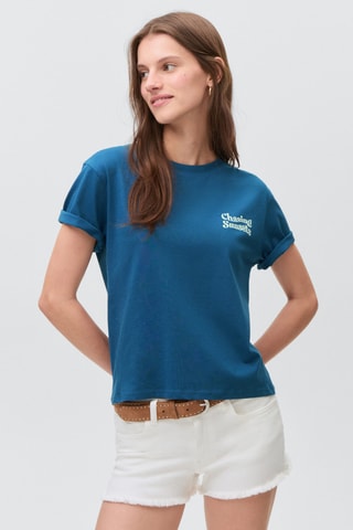 T-shirt en coton imprimé - Bleu