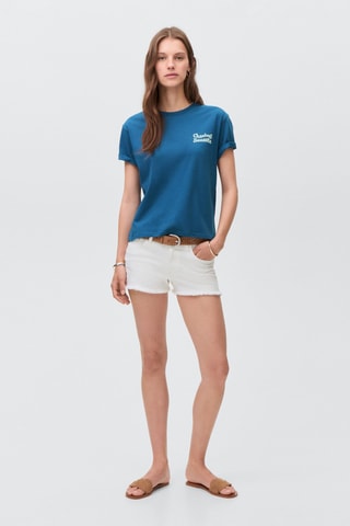 T-shirt en coton imprimé - Bleu