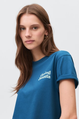 T-shirt en coton imprimé - Bleu