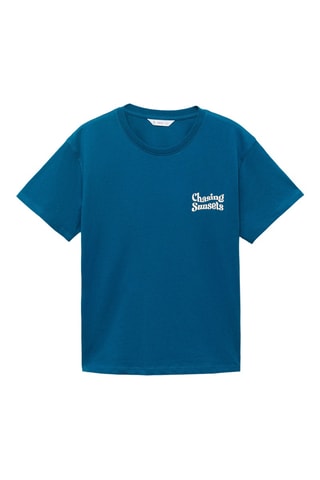 T-shirt en coton imprimé - Bleu