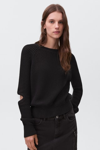 Pull-over maille ouvertures - Noir