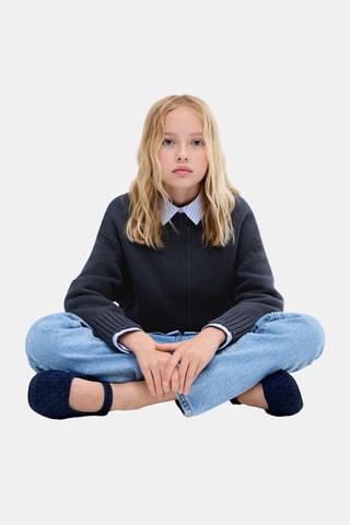Pull-over maille manches longues - Bleu marine