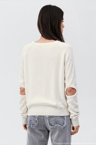 Pull-over maille ouvertures - Blanc