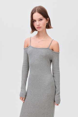 Robe en maille à découpe - Gris foncé