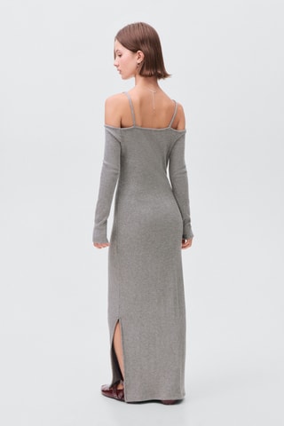 Robe en maille à découpe - Gris foncé