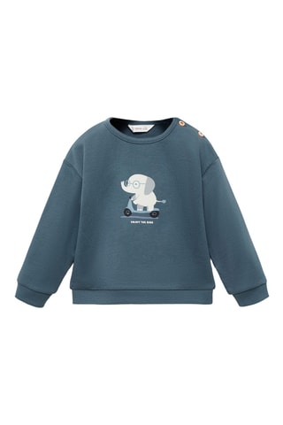 Sweat-shirt coton imprimé - Bleu