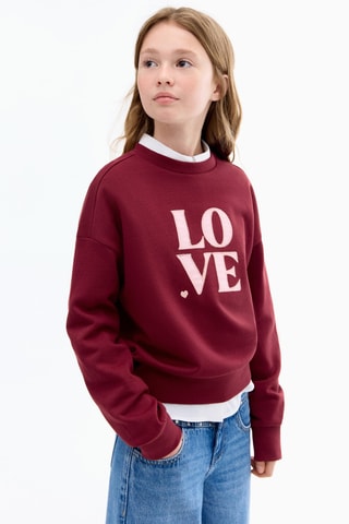 Sweat-shirt message Love - Rouge
