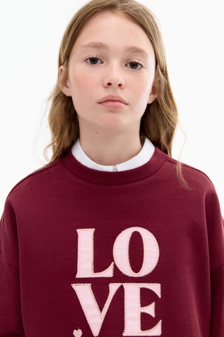 Sweat-shirt message Love - Rouge