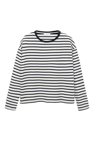 T-shirt coton à rayures - Bleu marine