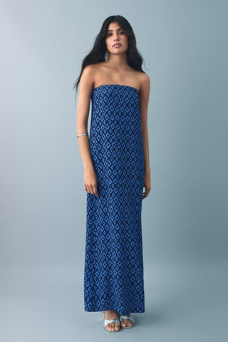 Robe fluide imprimée - Bleu marine