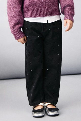 Jean droit strass - Noir