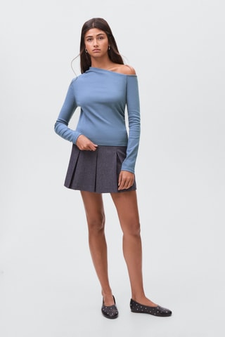 T-shirt coton asymétrique - Bleu