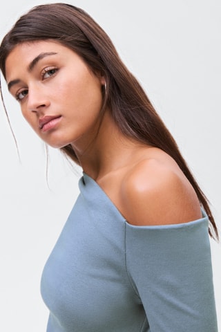 T-shirt coton asymétrique - Bleu