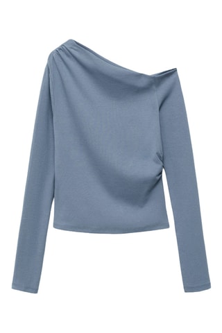 T-shirt coton asymétrique - Bleu