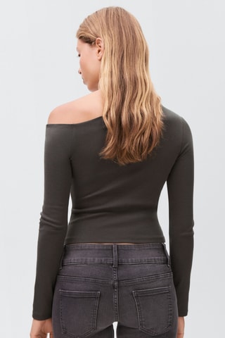 T-shirt coton asymétrique - Anthracite