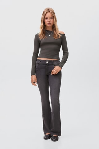 T-shirt coton asymétrique - Anthracite