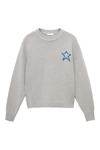 Pull-over maille étoile - Gris