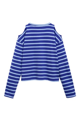 T-shirt cut-out à rayures - Bleu