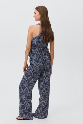 Pantalon en imprimé à fleurs - Bleu marine