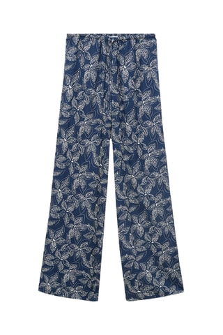 Pantalon en imprimé à fleurs - Bleu marine