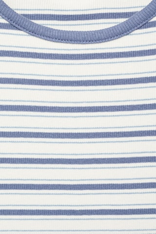 T-shirt à rayures col contrastant - Blanc