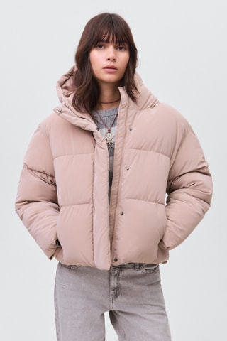 Anorak matelassé effet ciré - Rose