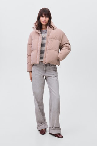 Anorak matelassé effet ciré - Rose