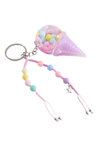 Porte-clés perles combinées - Violet