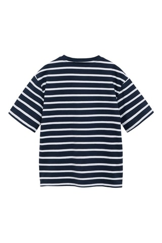 T-shirt coton à rayures - Bleu