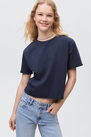 T-shirt crop - Bleu marine