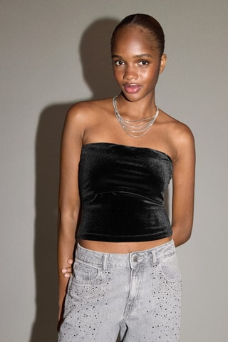 Top velours - Noir