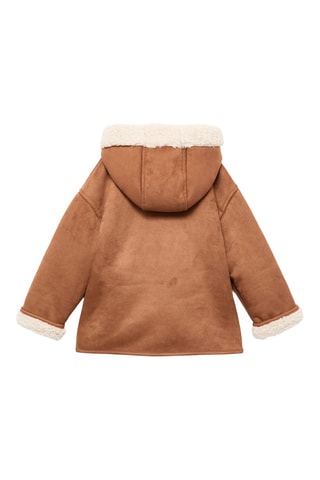 Manteau effet daim imitation mouton retourné - Marron