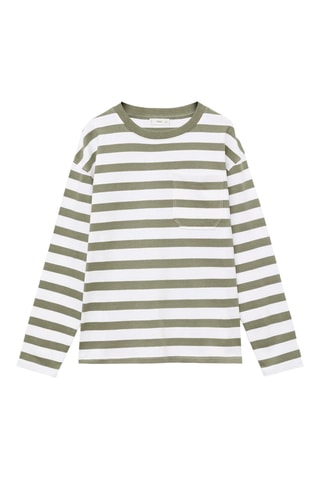 T-shirt à rayures poche - Vert