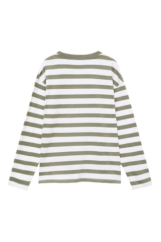 T-shirt à rayures poche - Vert