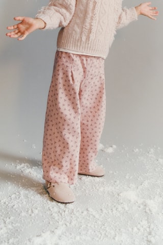 Pantalon droit à fleurs - Rose