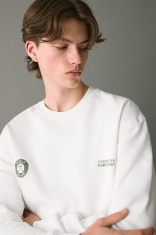 Sweat-shirt coton imprimé - Blanc