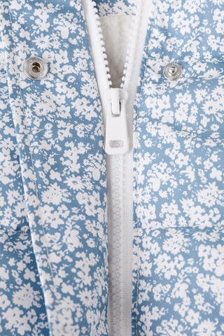 Anorak en imprimé fleuri imitation fourrure - Bleu